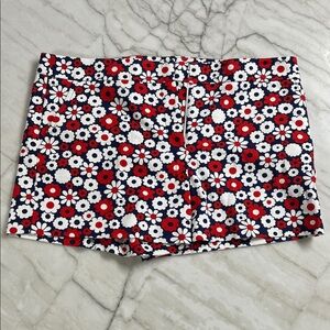 TRINA TURK red white and blue floral shorts woman’s size 14